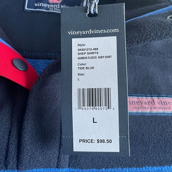Vineyard Vines Boys' Tide Blue Snap-Placket Harbor Fleece Shep Shirt NWT Large - Picture 7 of 9